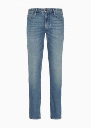 Emporio Armani J06 Slim-fit Vintage-effect Denim Jeans Koyu Mavi | EA-SN57962