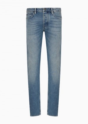 Emporio Armani J75 Slim-fit Vintage-look Denim Jeans Mavi | EA-SN57941