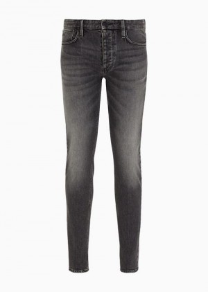 Emporio Armani J75 Slim-fit Vintage-look Denim Jeans Koyu Mavi | EA-SN57949