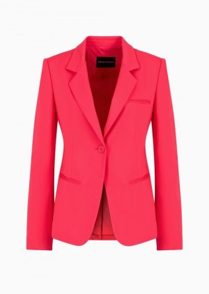 Emporio Armani Single-breasted Jacket In A Stretch Couture Pamuklu Blend Mercan | EA-SN56440