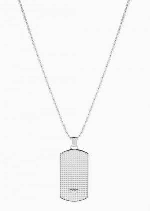 Emporio Armani Stainless Steel Dog Tag Necklace Gümüş | EA-SN59223